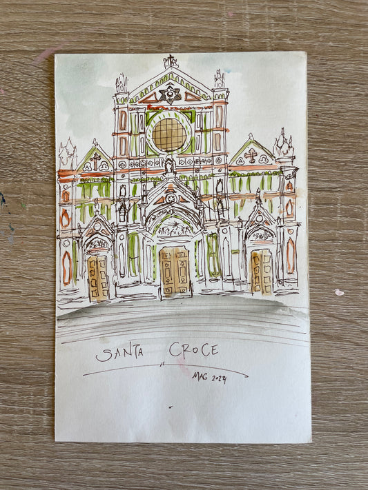 Santa Croce Travel Watercolor Sketch Original