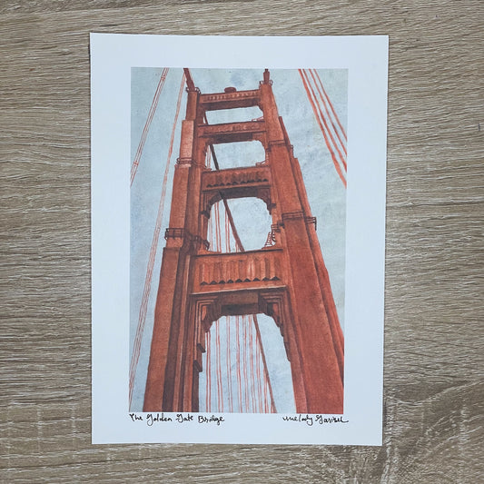 Golden Gate Bridge Travel Watercolor Sketch Print