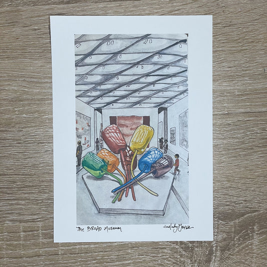 The Broad Museum Ballons Travel Watercolor Sketch Print