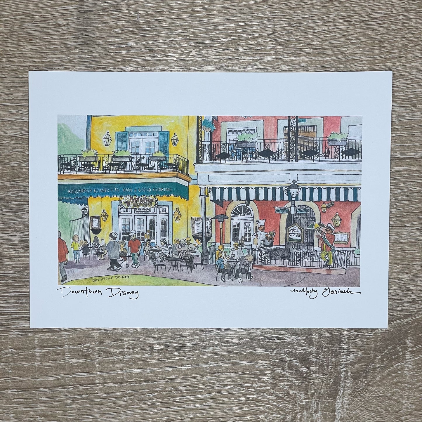 Downtown Disney Travel Watercolor Sketch Print